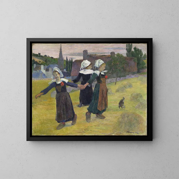 Bretonische Mädchen beim Tanzen in Pont-Aven - Paul Gauguin — gerahmtes Bild an der Wand