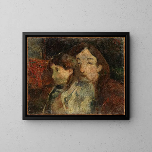 Figuren in einem Interieur - Paul Gauguin — gerahmtes Bild an der Wand