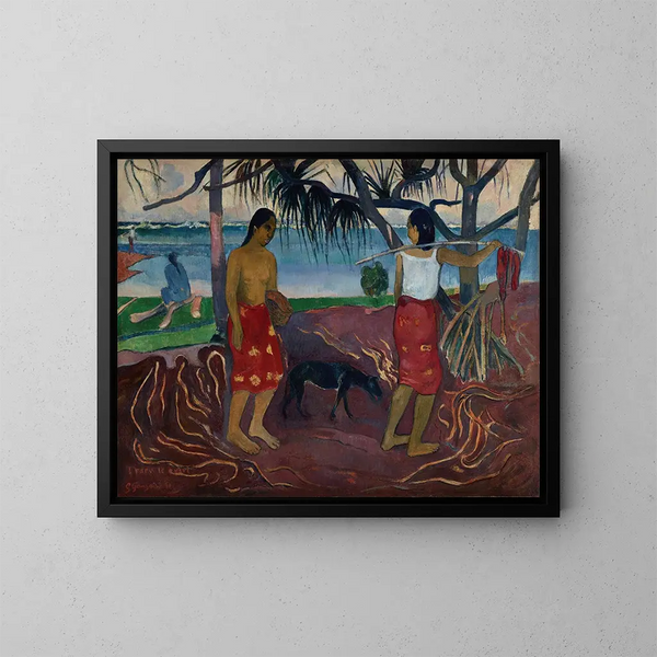 Le Raro te Oviri sous le Pandanus - Paul Gauguin — gerahmtes Bild an der Wand