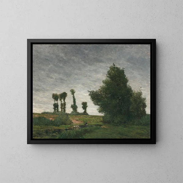 Landschaft mit Pappeln - Paul Gauguin — gerahmtes Bild an der Wand
