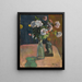 Rosen und Skulptur - Paul Gauguin — gerahmtes Bild an der Wand