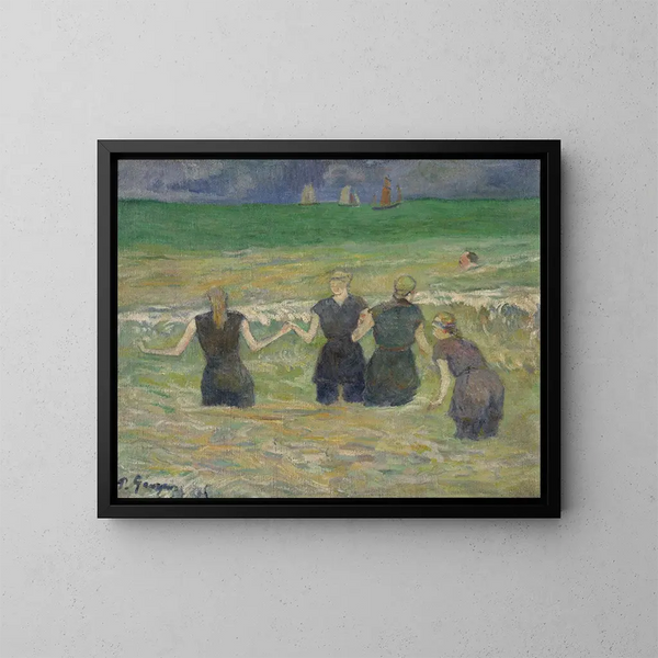 Frauen beim Baden - Paul Gauguin — gerahmtes Bild an der Wand