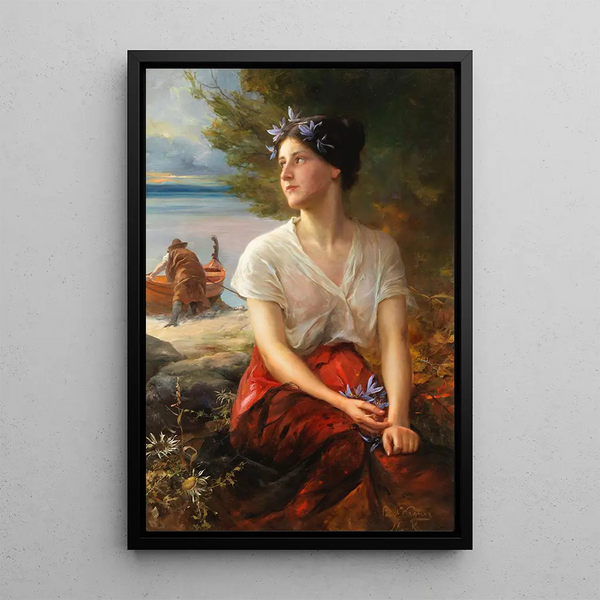La jolie pêcheuse - Paul Hermann Wagner — framed artwork on a wall