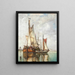 Péniches amarrées devant un moulin à vent - Paul Jean Clays — framed artwork on a wall