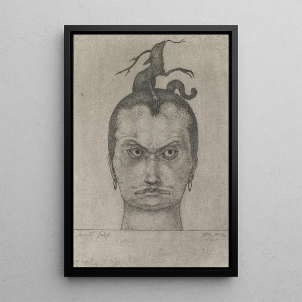 Head Menacing - Paul Klee — framed artwork on a wall