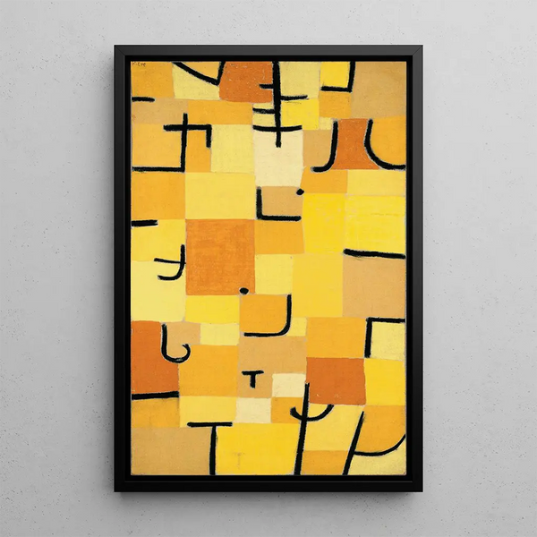 Signs in Yellow - Paul Klee — framed artwork on a wall