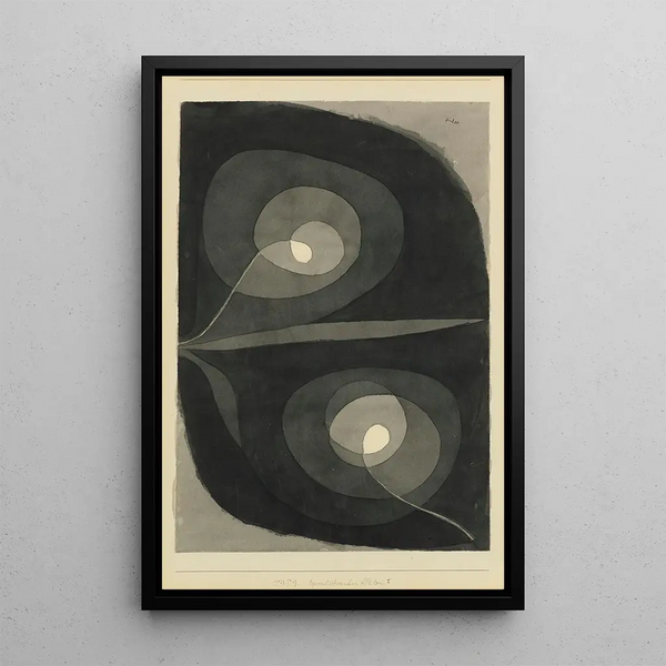 Spiral Flowers Painting I - Paul Klee — framed artwork on a wall