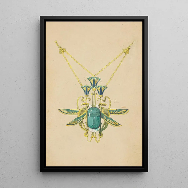 Paul Louchet - Ontwerp voor een hanger met een scarabee slangen en lotusbloemen van gemailleerd goud met een scarabee.webp