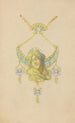 Project for a pendant with a sleeping woman's head and enameled gold poppies - Paul Louchet — artwork view