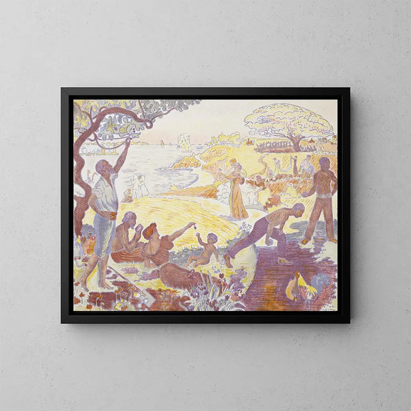 Alla epoca dell'armonia La gioia di vivere Domenica sulla riva del mare - Paul Signac — quadro incorniciato alla parete