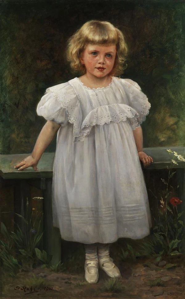 Portrait of a Young Girl - Paul Theodor Röhr — framed artwork on a wall
