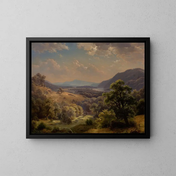 Landschafts-Gemälde mit Tal und Bergen, das Susquehanna-Tal - Paul Weber — gerahmtes Bild an der Wand