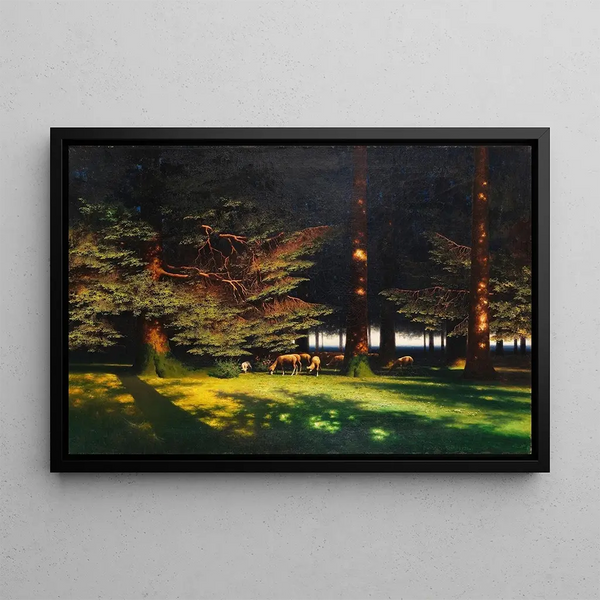 Paul Wilhelm KellerReutlingen - Grasende Schafe auf der Waldlichtung.webp