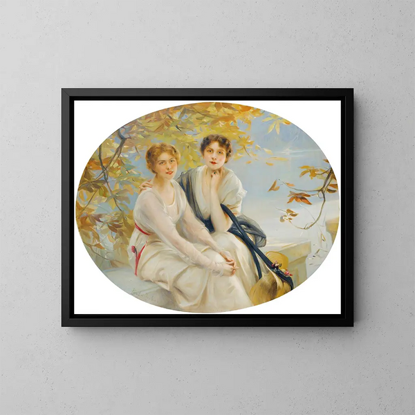 Portrait von zwei jungen Frauen - Paul Émile Chabas — gerahmtes Bild an der Wand