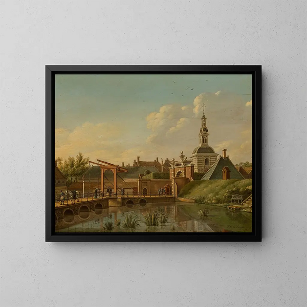 Ansicht des Witte Poort in Leyde - Paulus Constantijn la Fargue — gerahmtes Bild an der Wand
