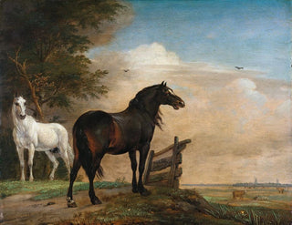 Paulus Potter - Two Horses in a Meadow near a Gate.webp