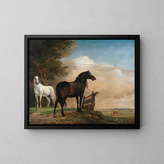 Paulus Potter - Two Horses in a Meadow near a Gate.webp