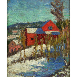 Paysage avec maisons - Konrad Mägi | Reproduction Tableau Décoration murale affiche copie