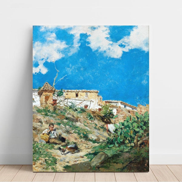 Paysage avec personnage à Sagunto, Valence - Joaquín Sorolla | Reproduction Tableau Décoration murale affiche copie