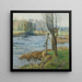 Französisches Landschaftsgemälde mit Wasserlauf - Gustave Albert — gerahmtes Bild an der Wand