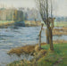 Französisches Landschaftsgemälde mit Wasserlauf - Gustave Albert — Ansicht des Kunstwerks