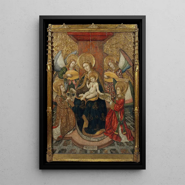 Virgin and angels painting - Pedro García de Benavarre — framed artwork on a wall