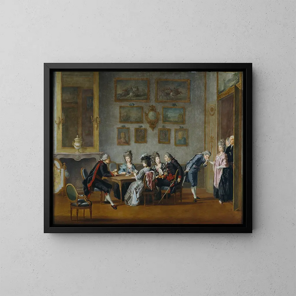 Fête de cartes chez Elis Schrderheim - Pehr Hilleström — gerahmtes Bild an der Wand