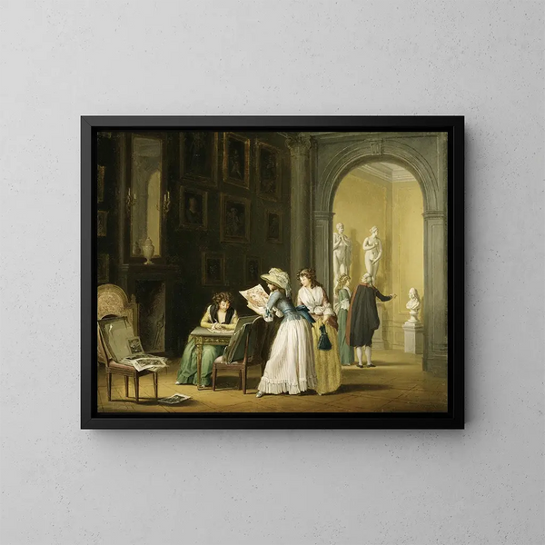 Innenansicht einer Kunstsammlung - Pehr Hilleström — gerahmtes Bild an der Wand
