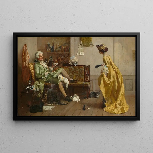 Percy Thomas Macquoid - Peg Woffington Visiting An Eccentric Cat Lover.webp