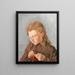 Junge Frau strickend - Pericles Pantazis — gerahmtes Bild an der Wand