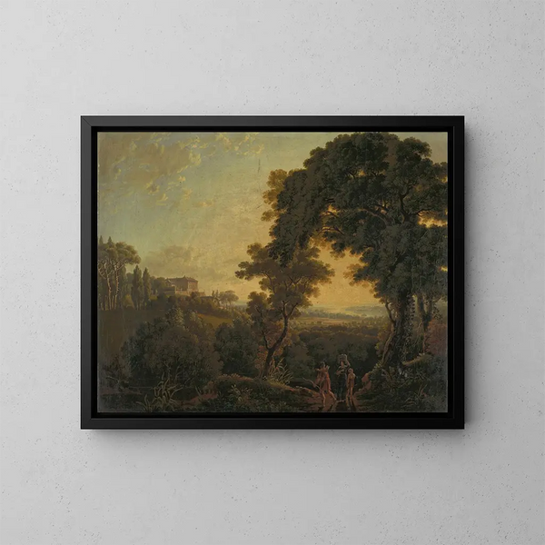Landschaft mit Hügeln und Schloss - Peter Birmann — gerahmtes Bild an der Wand