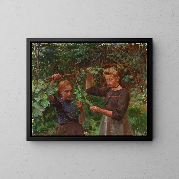 Die Beeren werden gepflückt - Peter Hansen — gerahmtes Bild an der Wand
