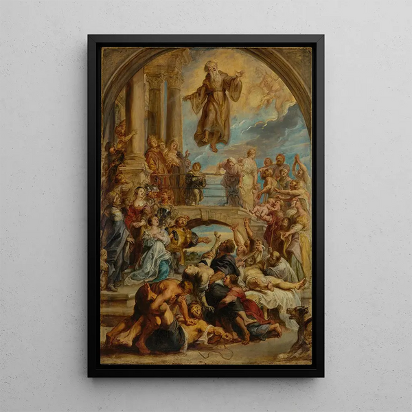 Les Miracles de Saint François de Paule - Peter Paul Rubens — framed artwork on a wall
