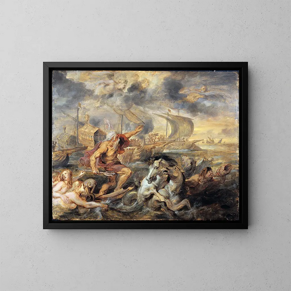 Der Reise des Kardinalen Infant Ferdinand von Spanien von Barcelona nach Genua im April 1633 - Peter Paul Rubens — gerahmtes Bild an der Wand