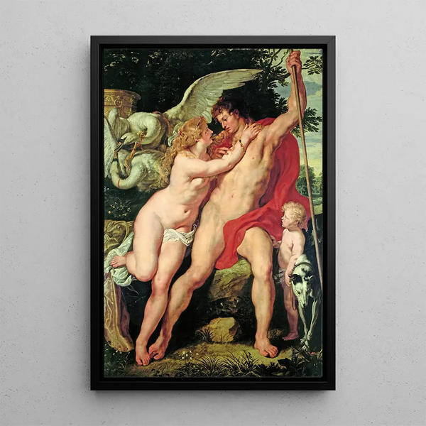 Venus and Adonis - Peter Paul Rubens — framed artwork on a wall