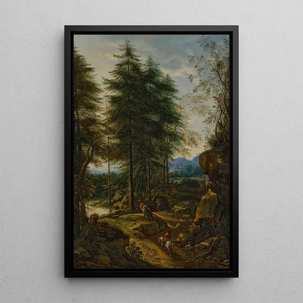 Mountain landscape with a rider on a road - Peter von Bemmel — framed artwork on a wall