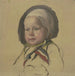 Little Child with a Small White Hat - Jakob Becker — displayed in an interior