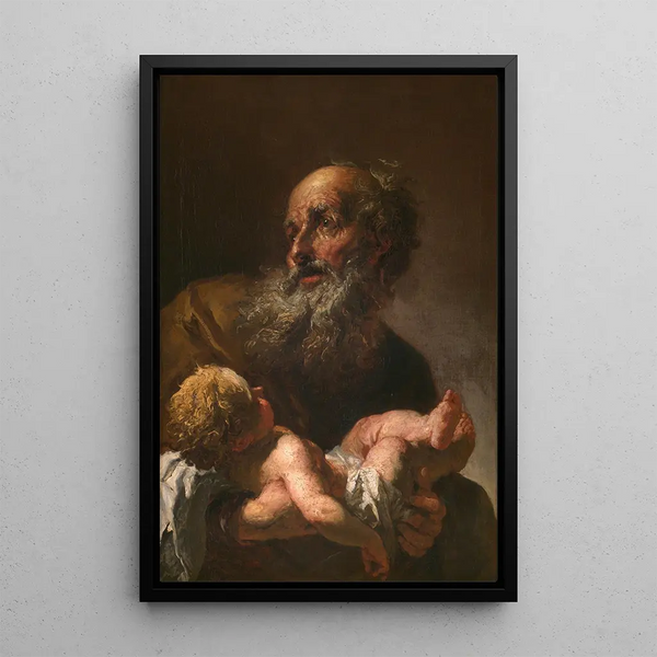 Siméon with the Child Jesus - Petr Brandl — framed artwork on a wall