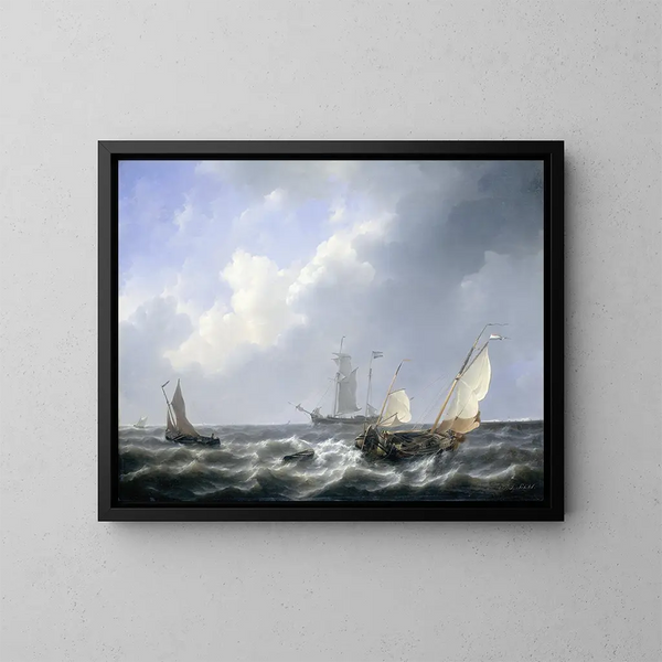 Marine der Gewässer von Zeeland bei der Insel Schouwen - Petrus Johannes Schotel — gerahmtes Bild an der Wand