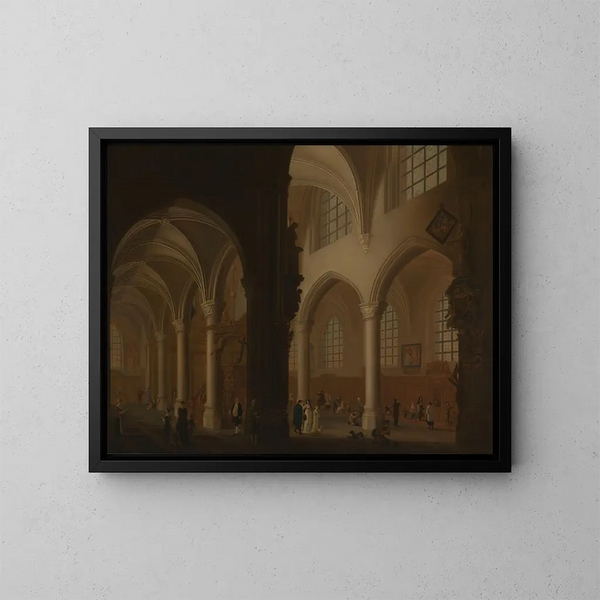 Interno della vecchia chiesa di San Giorgio ad Anversa - Petrus Johannes van Regemorter — quadro incorniciato alla parete