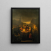 Der Noordermarkt bei Nacht in Amsterdam - Petrus van Schendel — gerahmtes Bild an der Wand