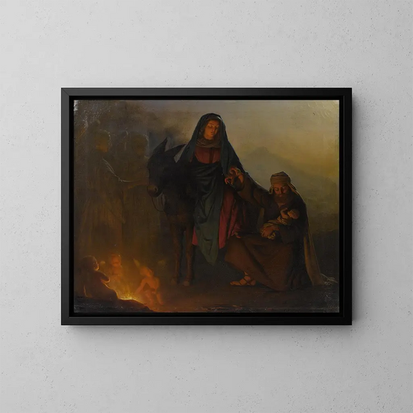 Der Ruhezustand während der Flucht nach Ägypten - Petrus van Schendel — gerahmtes Bild an der Wand