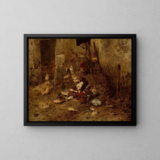 Haushühner - Philibert Léon Couturier — gerahmtes Bild an der Wand