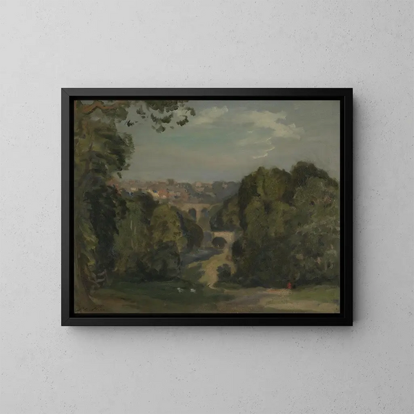 Zwei Brücken in Knaresborough - Philip Wilson Steer — gerahmtes Bild an der Wand