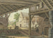 Ein großer Hangar bietet einen Blick auf ein Dorf - Philipp Jakob Bauer — Ansicht des Kunstwerks