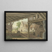 Ein großer Hangar bietet einen Blick auf ein Dorf - Philipp Jakob Bauer — gerahmtes Bild an der Wand