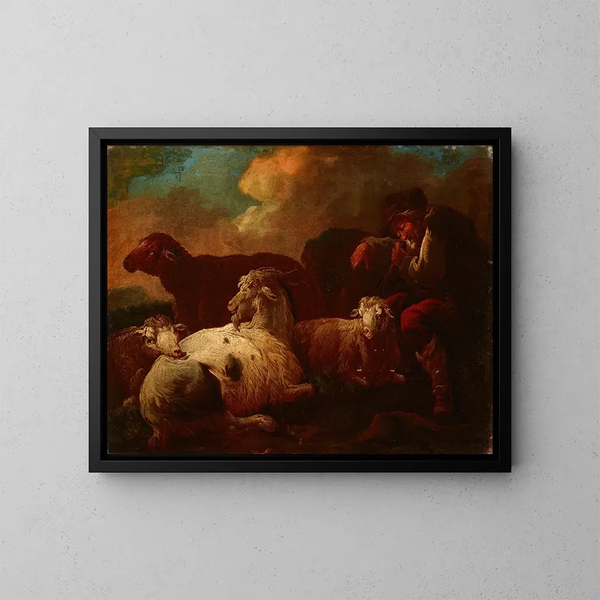Ziegen und Schafe - Philipp Peter Roos — gerahmtes Bild an der Wand