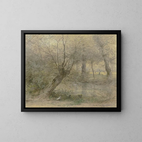 Partie de la Nied près du parc Brentano à Rödelheim animée par des canards - Philipp Rumpf — gerahmtes Bild an der Wand