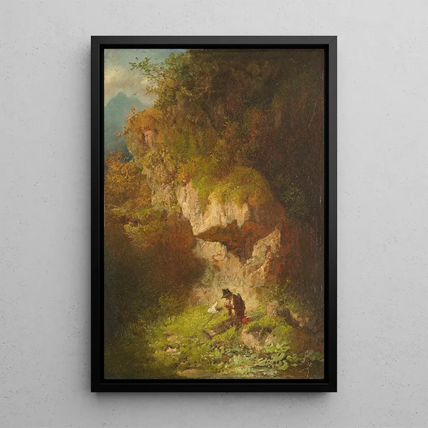 The butterfly hunter in the mountains - Philipp Sporrer — framed artwork on a wall