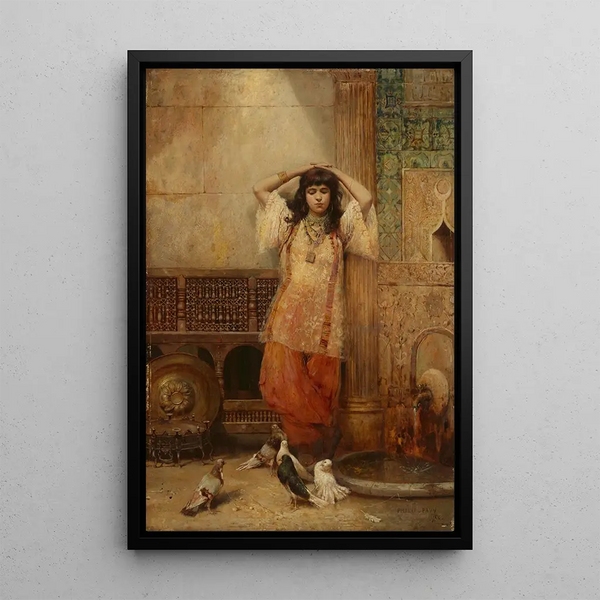 Young girl in a courtyard in Algiers - Philippe Pavy — framed artwork on a wall